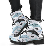 Cute Dolphins Childish Style Pattern Leather Boots