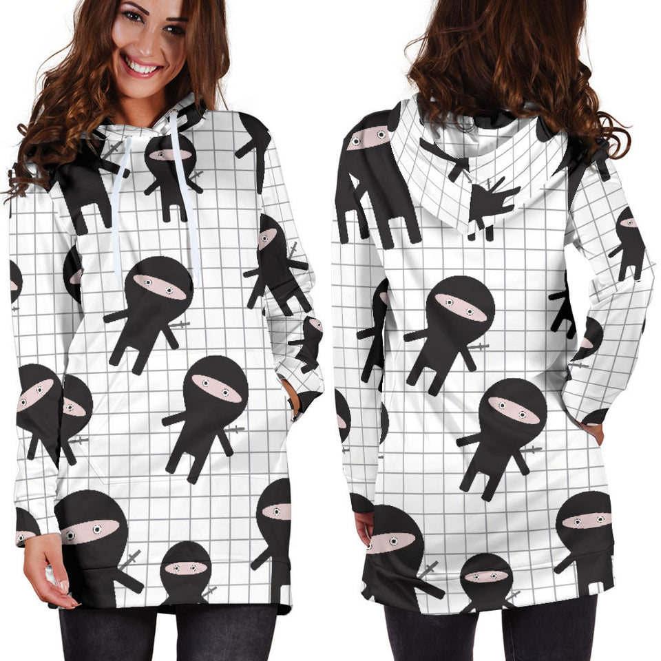Ninja Pattern Plaid Background Women'S Hoodie Dress