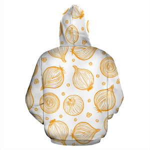 Hand Drawn Onion Pattern Zip Up Hoodie