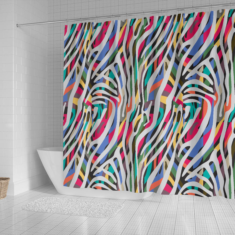 Colorful Zebra Skin Pattern Shower Curtain Fulfilled In US