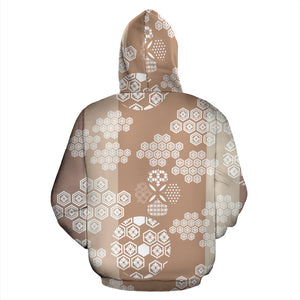 Beautiful Hexagon Japanese  Pattern Zip Up Hoodie