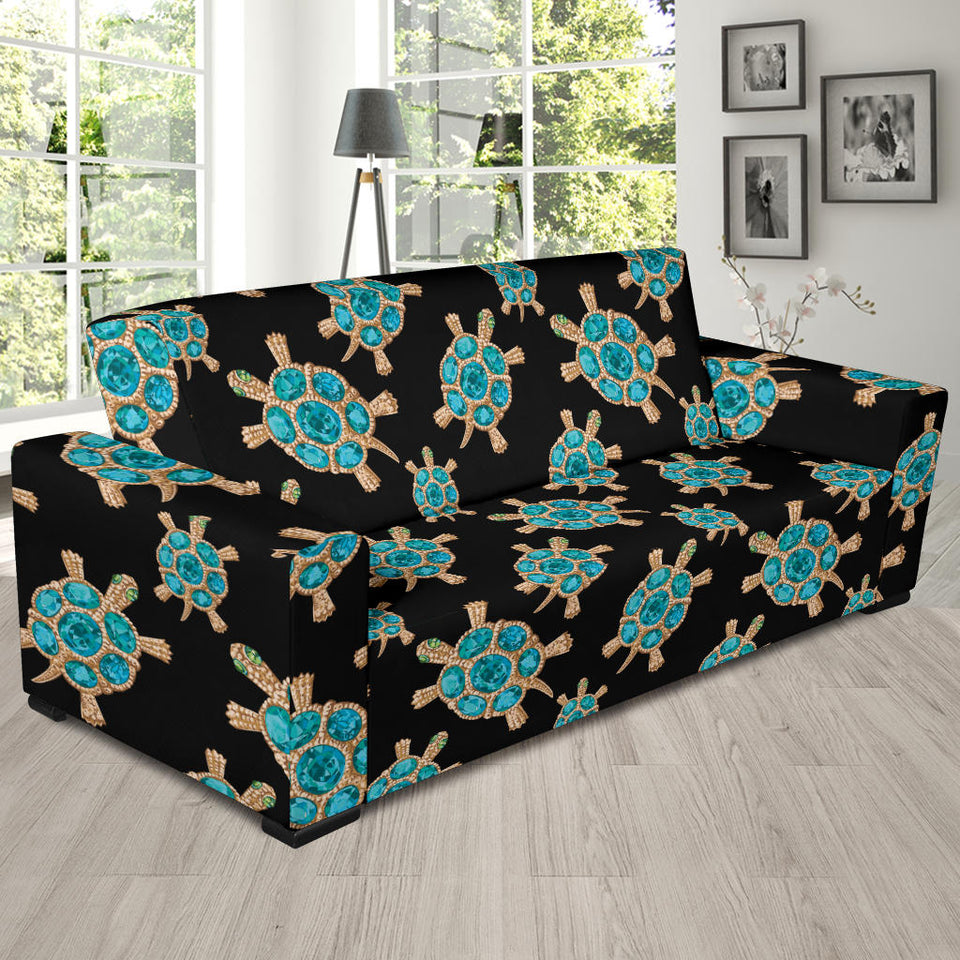 Sea Turtle Blue Stone Pattern Sofa Slipcover