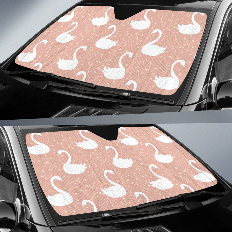 Swan Flower Light Pink Background Car Sun Shade