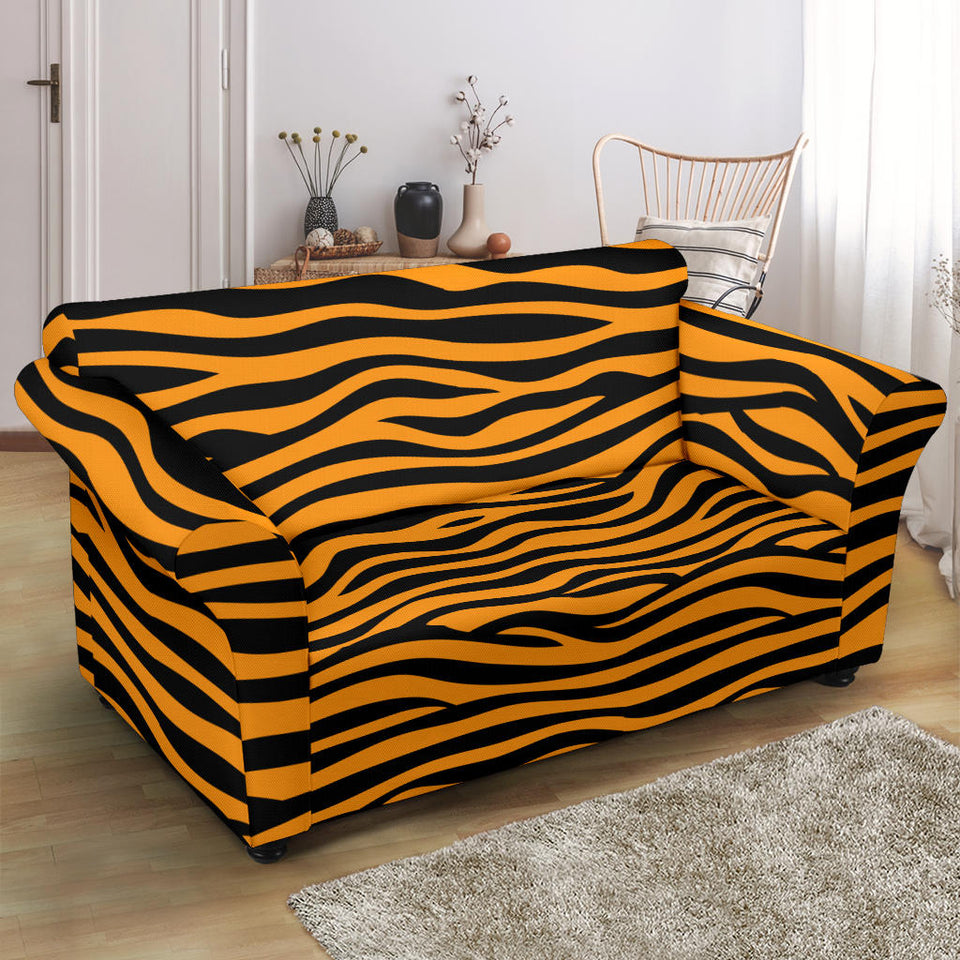 Bengal Tigers Skin Print Pattern Background Loveseat Couch Slipcover