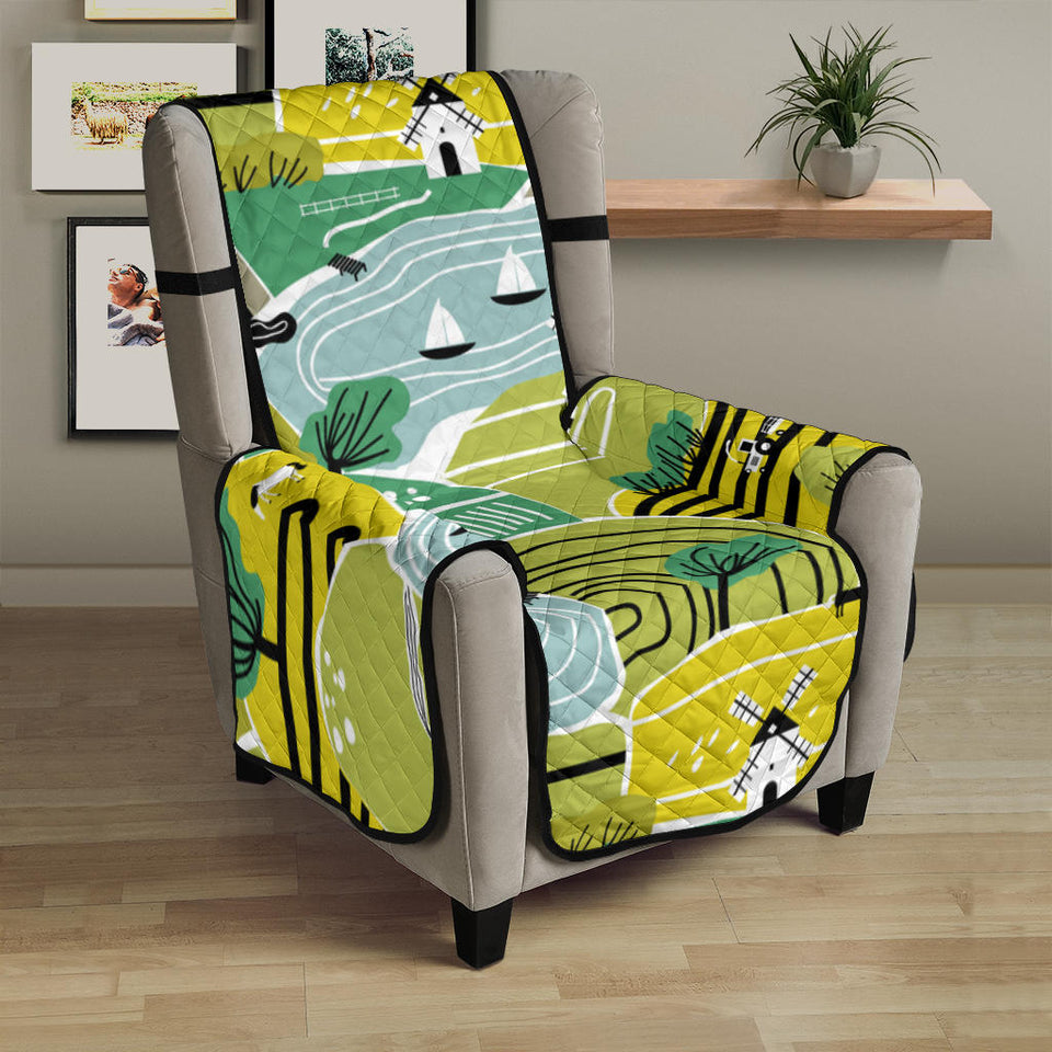 Hand drawn windmill pattern Chair Cover Protector