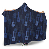 Blue Theme Guitar Pattern Hooded Blanket