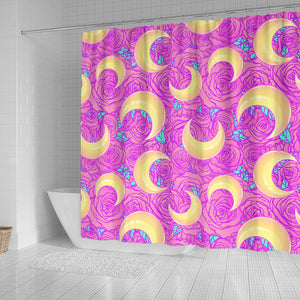 Moon Pink Rose Background Shower Curtain Fulfilled In US
