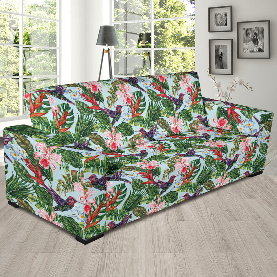Hummingbird Pattern Print Design 05 Sofa Slipcover