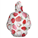 Watercolor Hand Drawn Beautiful Strawberry Pattern Zip Up Hoodie