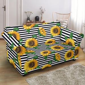 Sunflowers Ribbon Background Loveseat Couch Slipcover