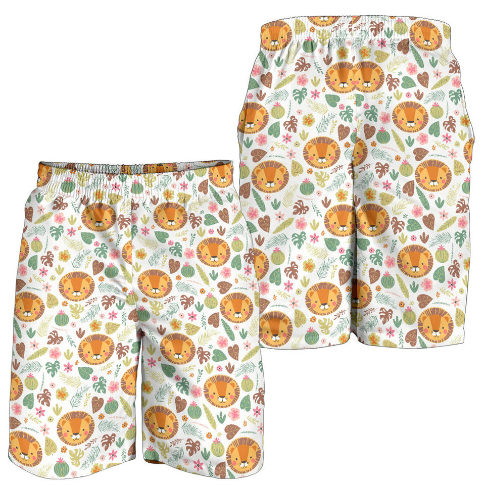 Lion Pattern Print Design 04 Men Shorts