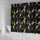 Saxophone Design Pattern Shower Curtain Fulfilled In US
