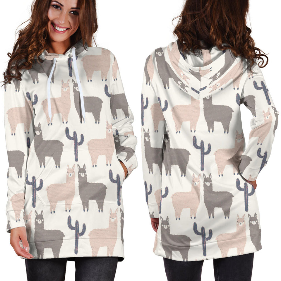 Llama Alpaca Pattern Women'S Hoodie Dress