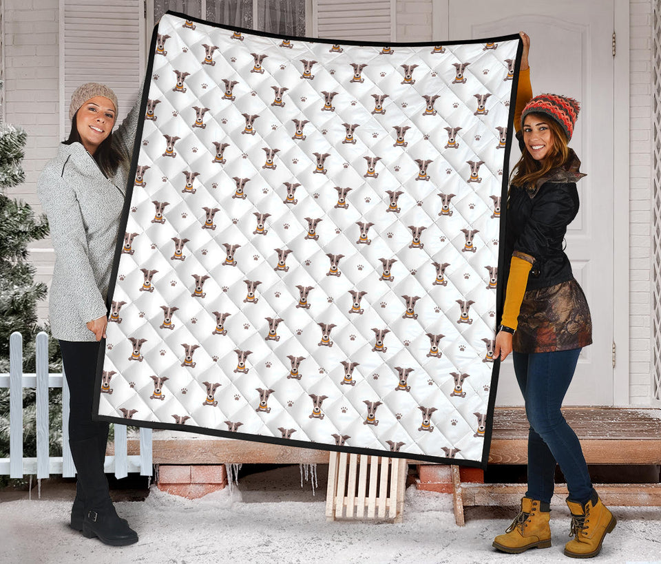 Greyhound Pattern Print Design 05 Premium Quilt