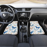Blue Butterfly Pattern Front And Back Car Mats