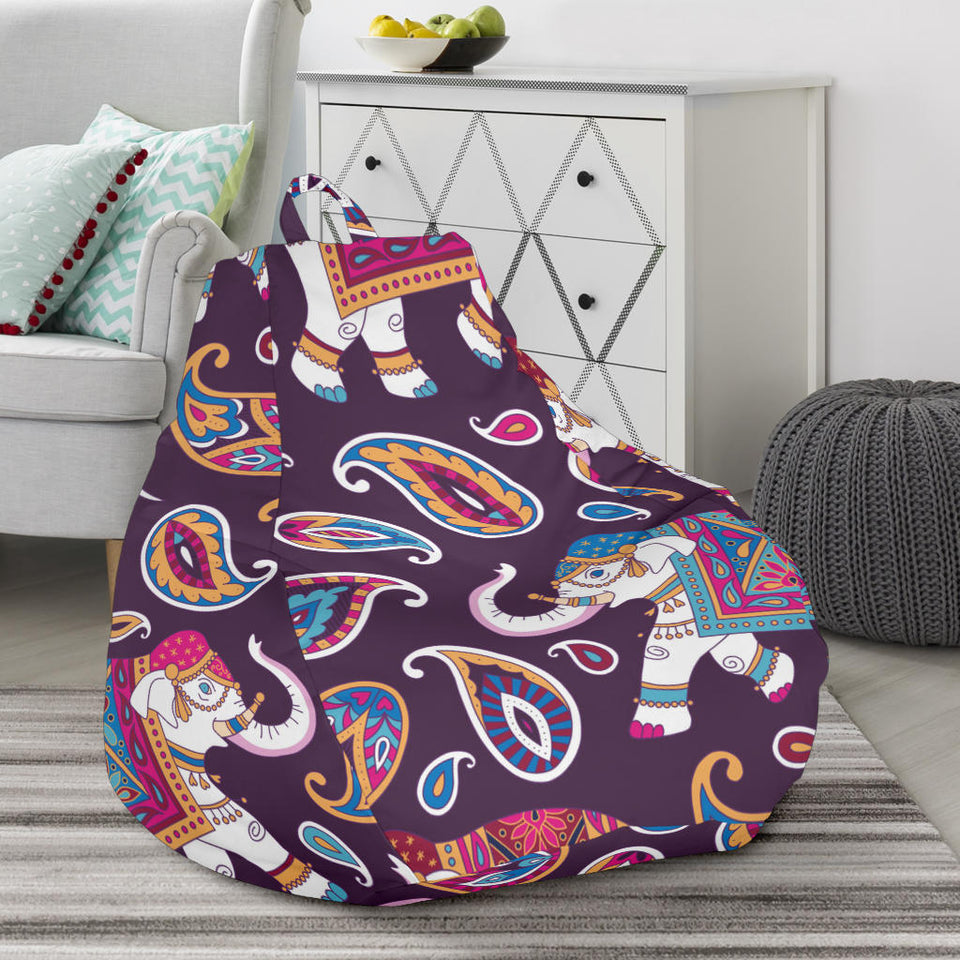 Elephant Indian Style Ornament Pattern Bean Bag Cover