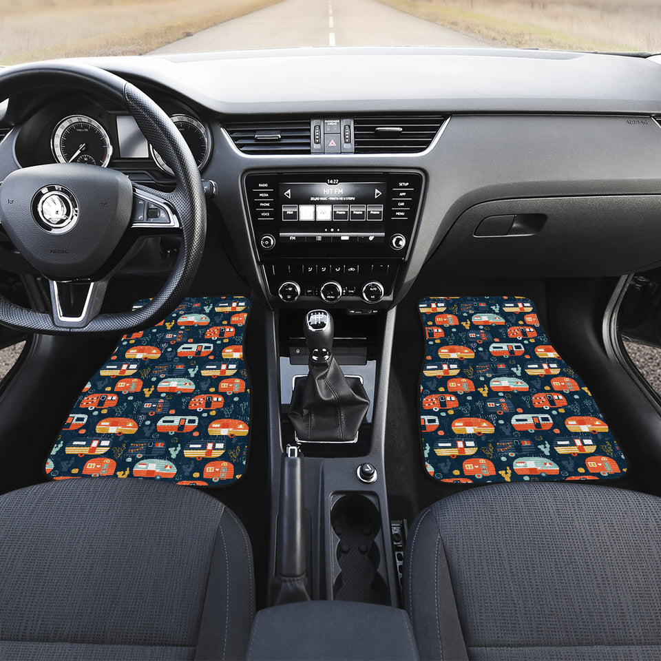 Camper Van Pattern Print Design 05 Front and Back Car Mats
