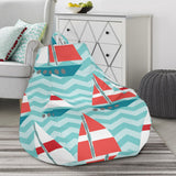 Red White Sailboat Wave Background Bean Bag Cover