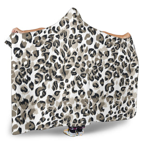 Leopard Skin Print Pattern Hooded Blanket