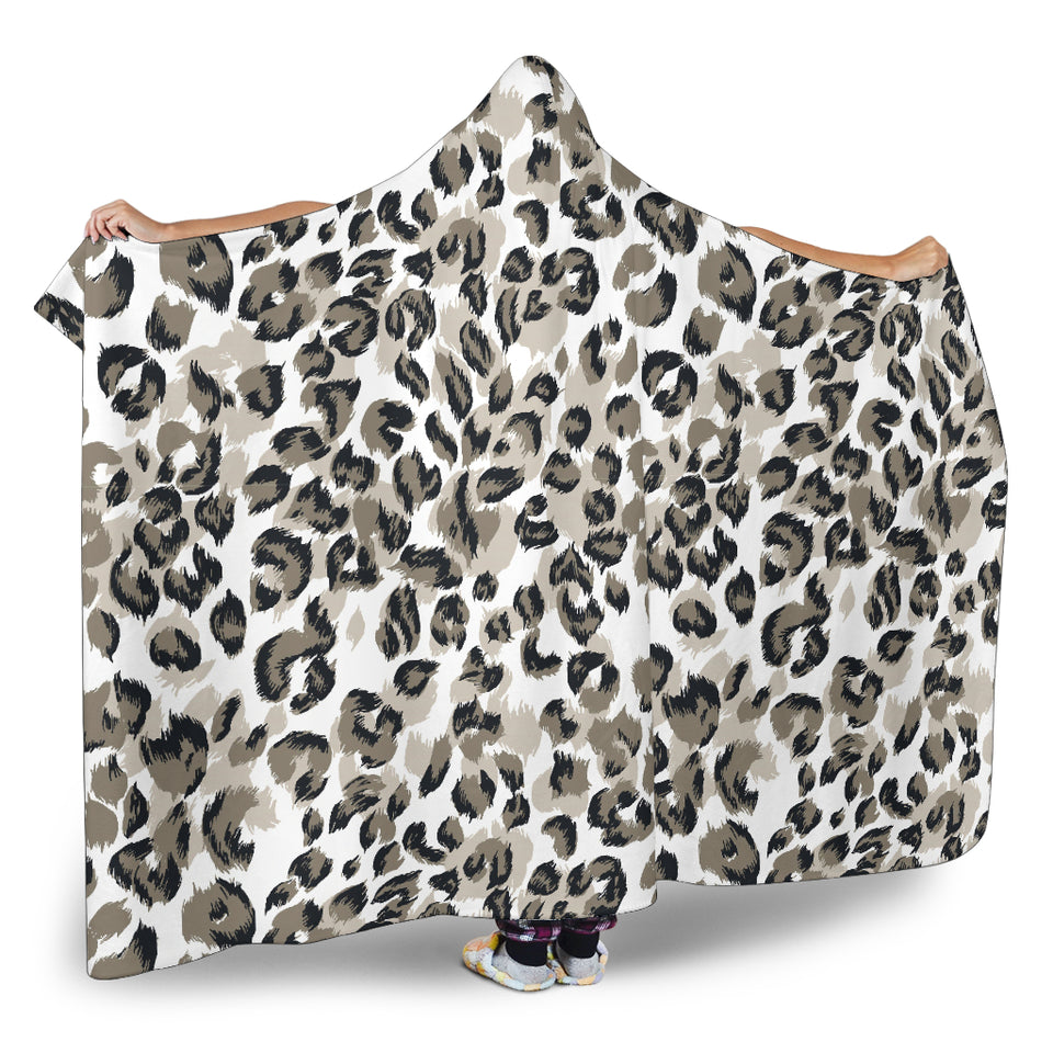 Leopard Skin Print Pattern Hooded Blanket