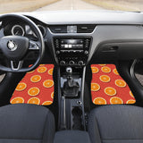 Oranges Pattern Red Background Front And Back Car Mats