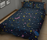 space pattern with planets, comets, constellations and stars Quilt Bed Set