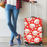 Cute Maneki Neko Lucky Cat Red Background Cabin Suitcases Luggages