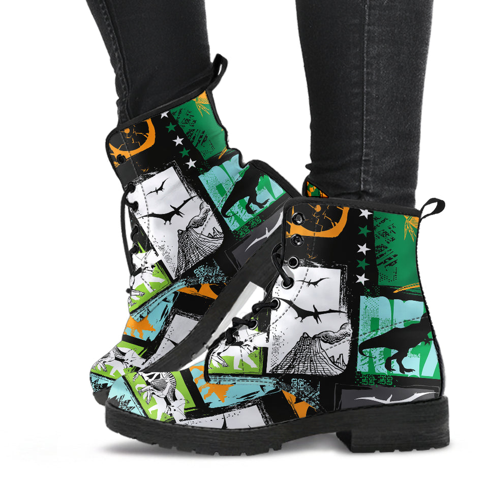 Dinosaurs Print Pattern Leather Boots