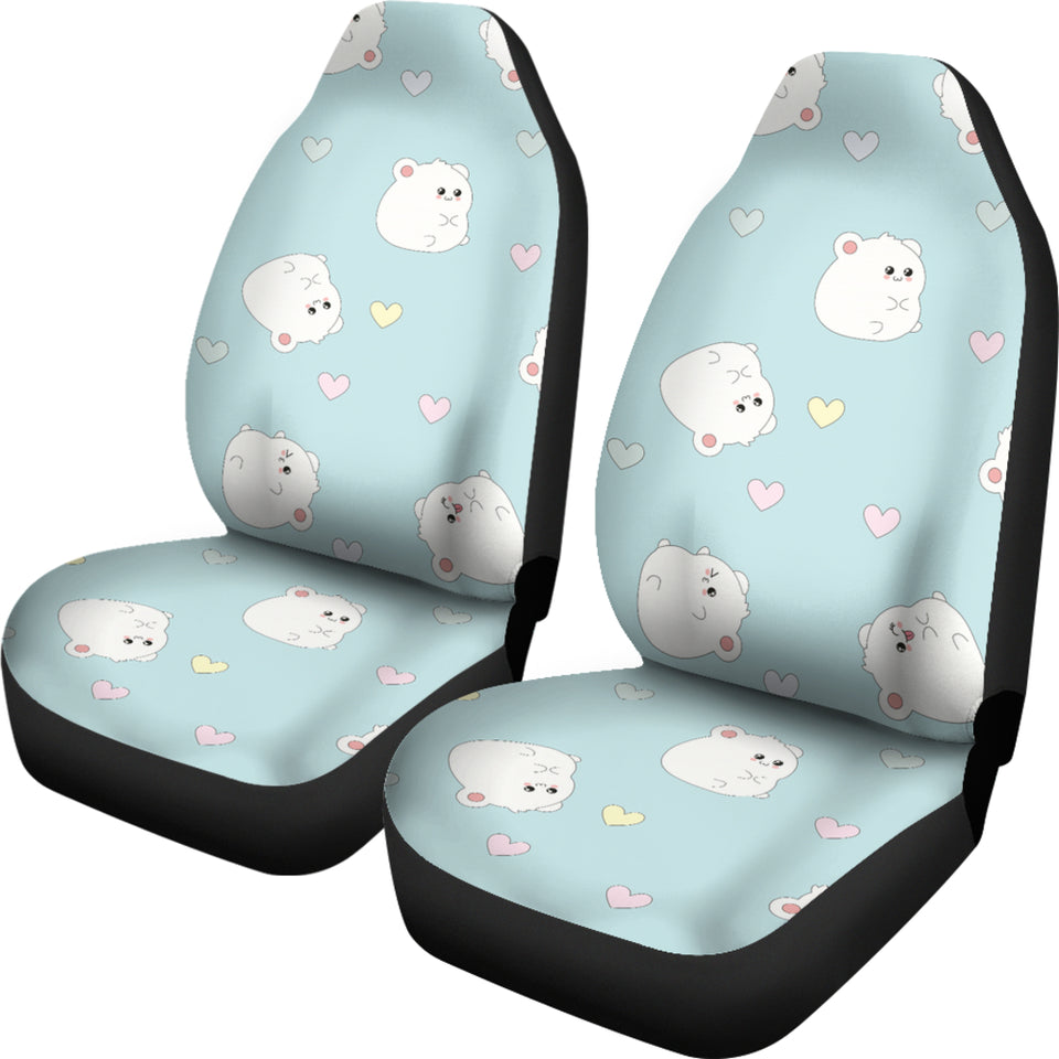 White Cute Hamsters Heart Pattern Universal Fit Car Seat Covers