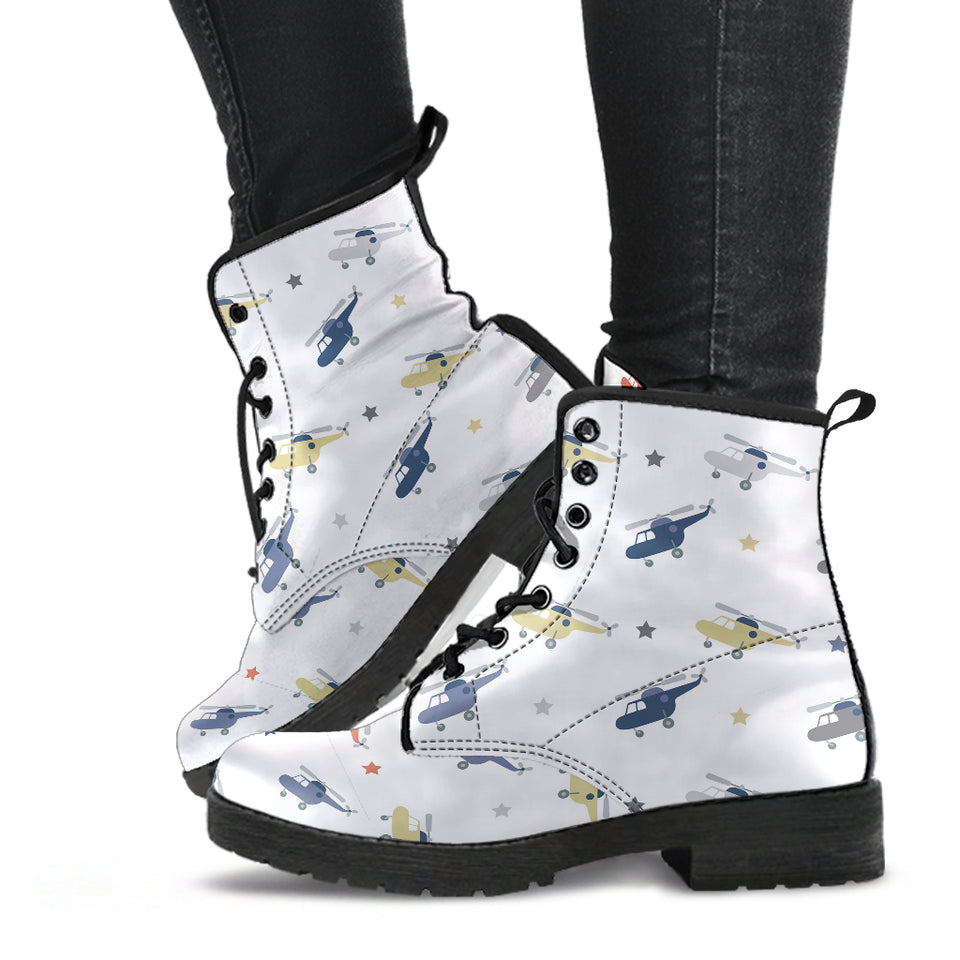 Cute Helicopter Star Pattern Leather Boots