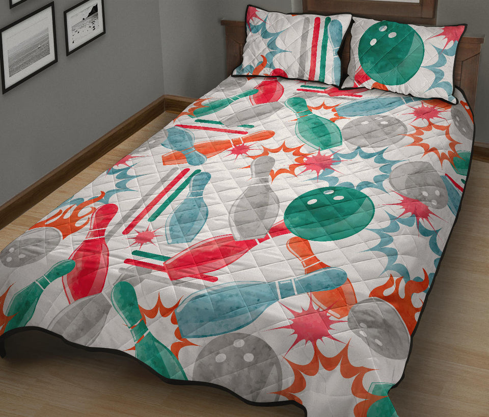 Watercolor bowling pattern Quilt Bed Set