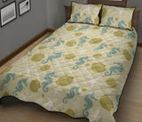 Seahorse shell starfish pattern background Quilt Bed Set