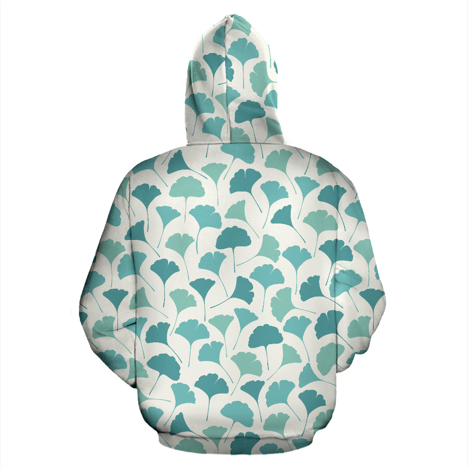 Green Ginkgo Leaves Pattern Zip Up Hoodie