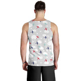 Airplane cloud grey background Men Tank Top
