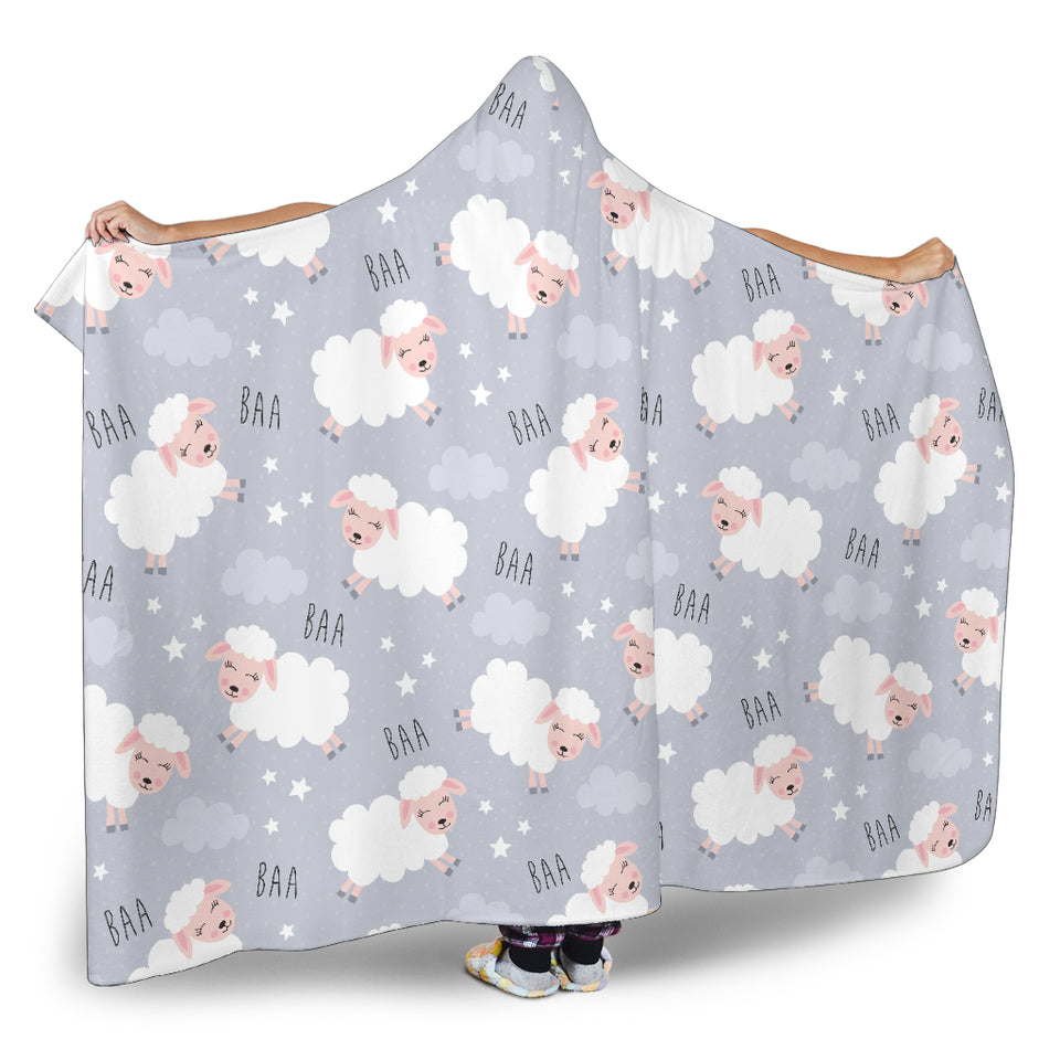 Sweet Dreams Sheep Pattern Hooded Blanket