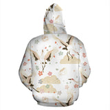 Beautiful Japanese Cranes Pattern Zip Up Hoodie