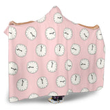 Clock Pattern Pink Blackground Hooded Blanket