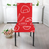 Sushi Pattern Red Background Dining Chair Slipcover