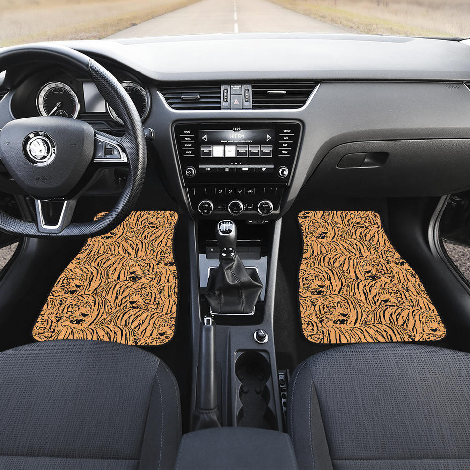 Bengal Tigers Pattern Front And Back Car Mats