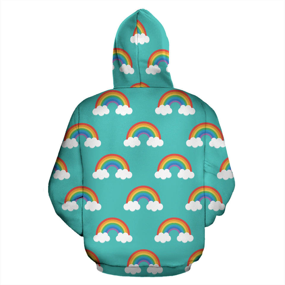 Rainbow Pattern Green Background Zip Up Hoodie