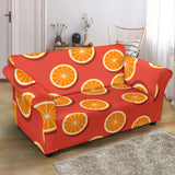 Oranges Pattern Red Background Loveseat Couch Slipcover