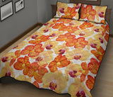 Orange yellow orchid flower pattern background Quilt Bed Set