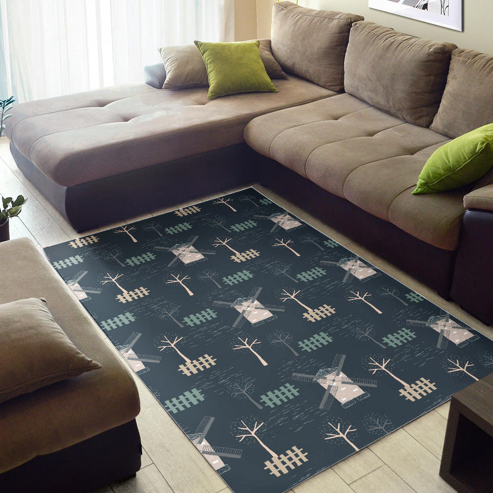 Windmill Tree Pattern Area Rug