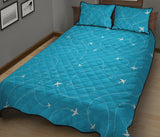 Airplane destinations blue background Quilt Bed Set