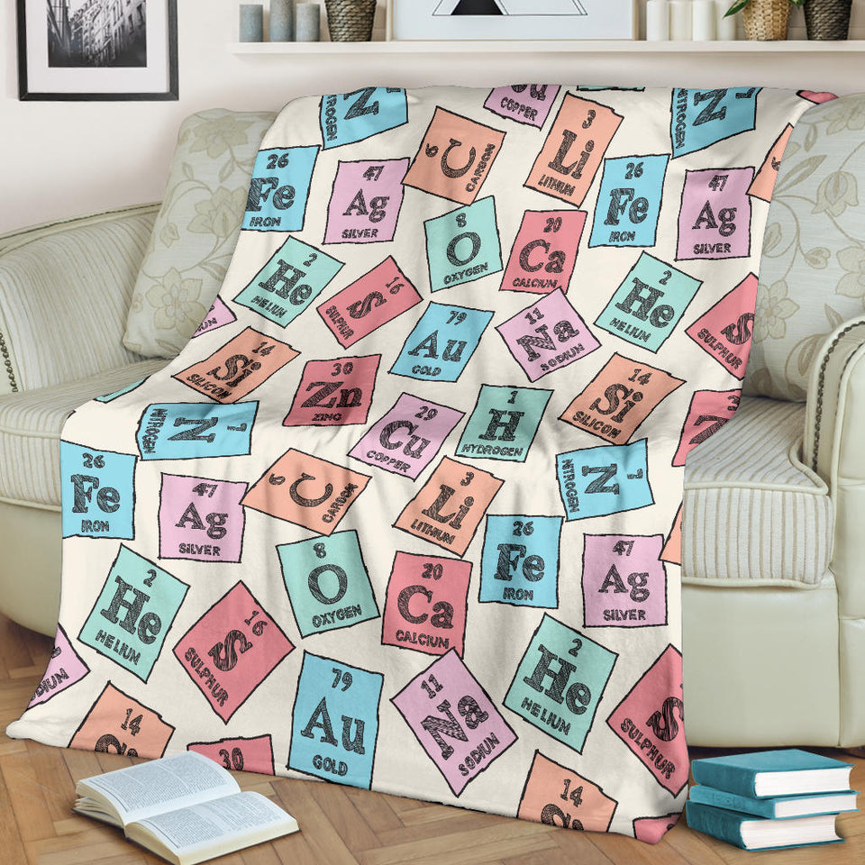 Chemistry Periodic Table Pattern Print Design 02 Premium Blanket