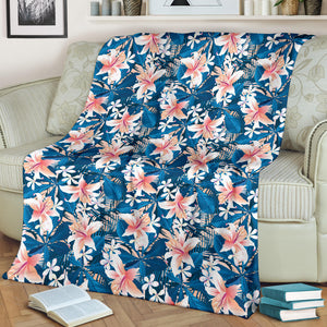 Hibiscus Pattern Print Design 02 Premium Blanket