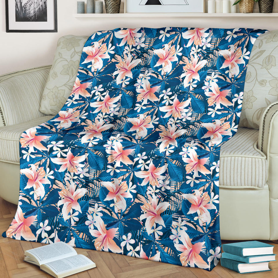 Hibiscus Pattern Print Design 02 Premium Blanket