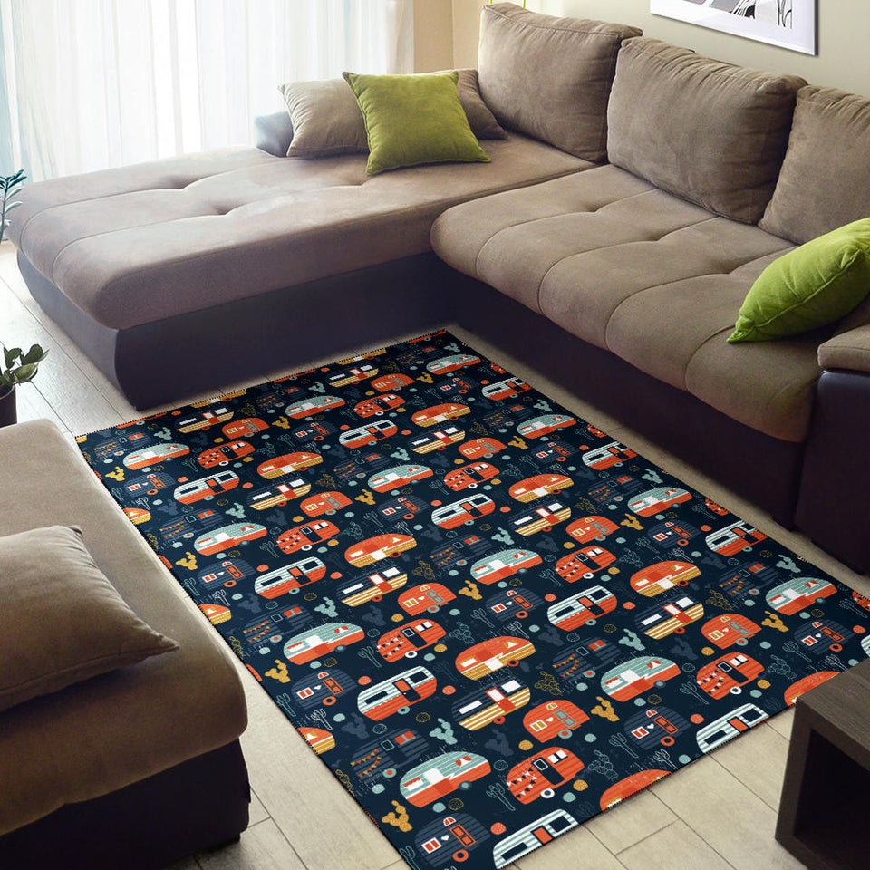 Camper Van Pattern Print Design 05 Area Rug