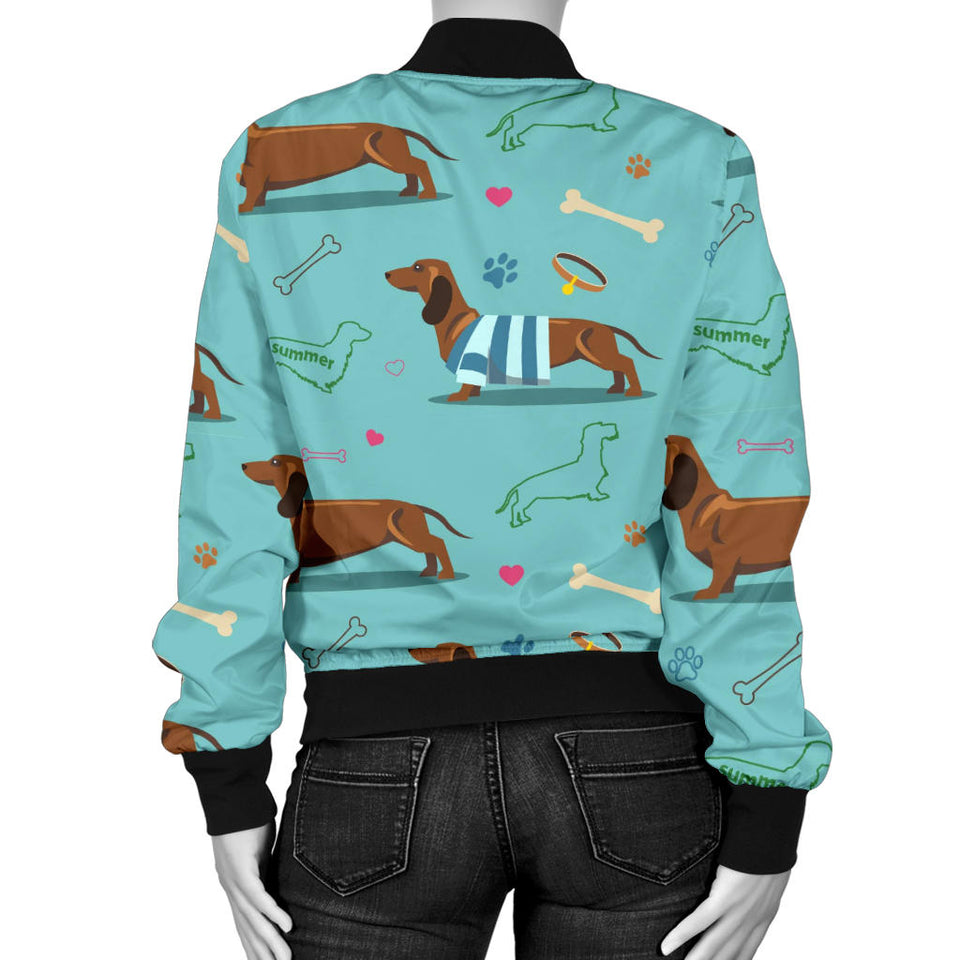 Dachshund Decorative Background Women'S Bomber Jacket