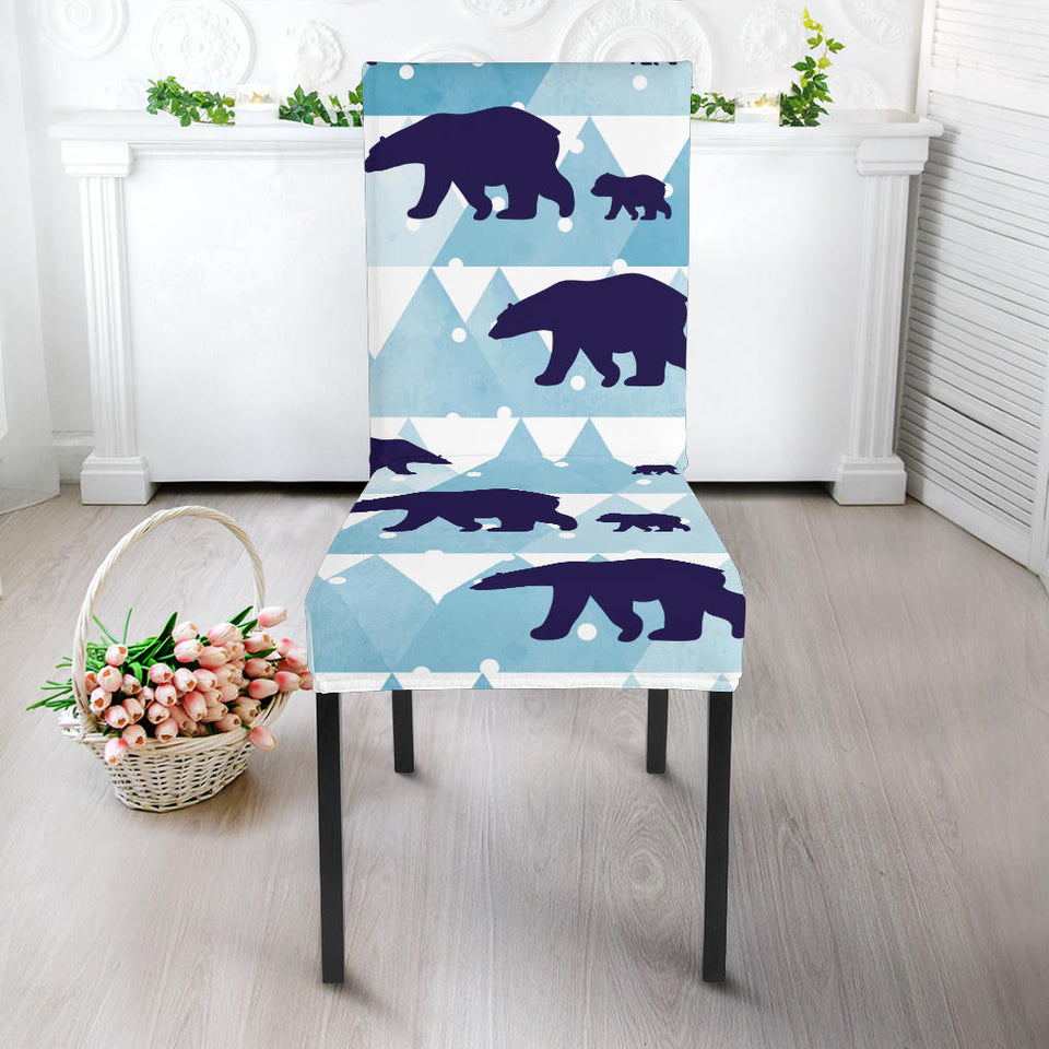 Polar Bear Winter Snow Pattern Dining Chair Slipcover